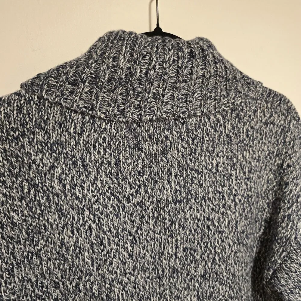 Michael Kors Knitted Sweater Cardigan Short Sleeve Button Up Large Marled Blue